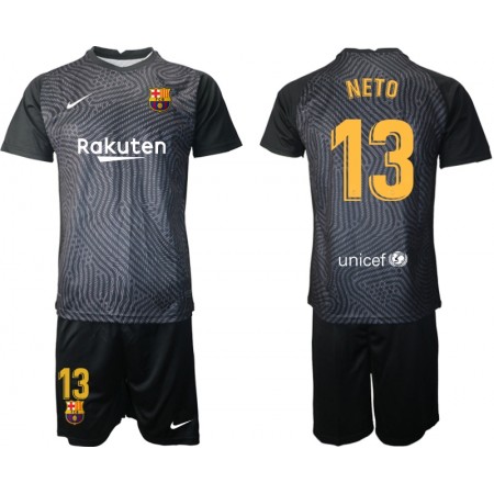 Koszulka FC Barcelona Bramkarska Norberto Neto 13 Dziecięcy Stroje Piłkarskie 2020/21 M004 Krótki Rękaw